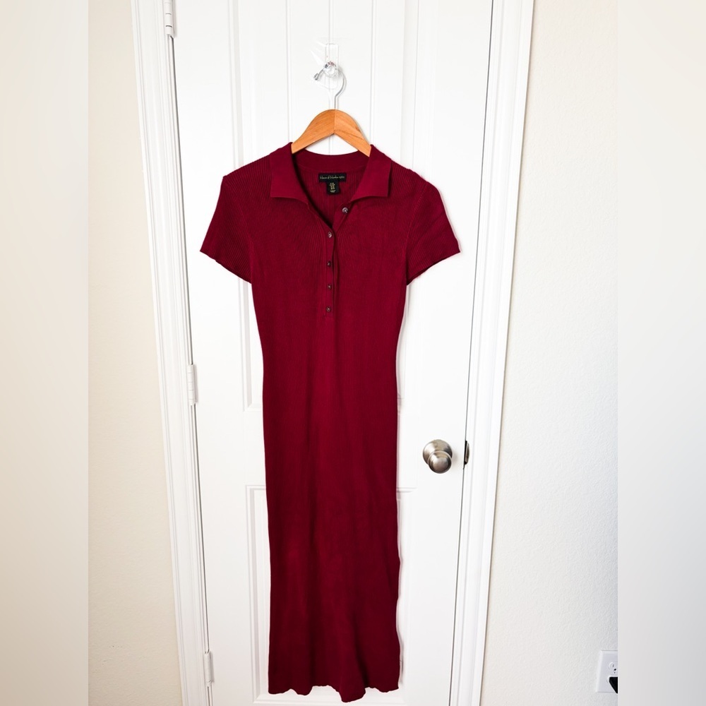 House of Harlow 1960 Burgundy Midi Dress Ribbed Size Medium